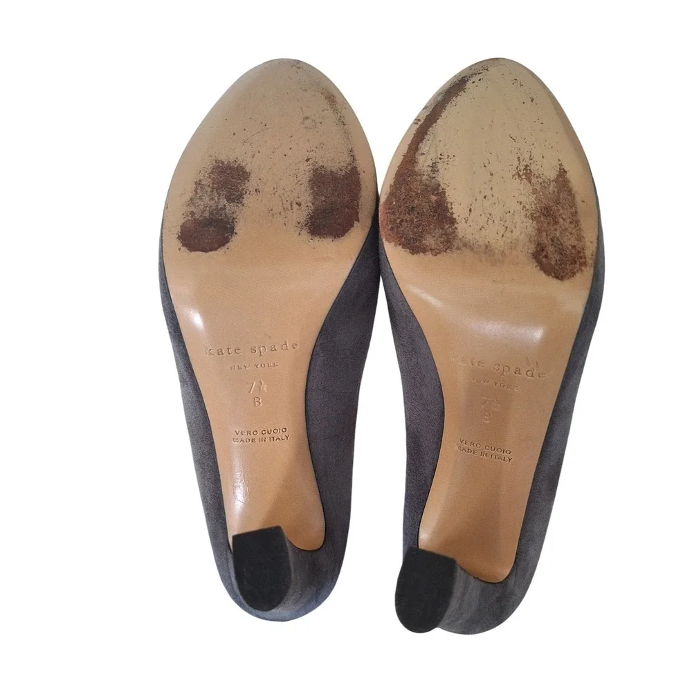 Kate Spade Pumps  Gray Suede‎ Heels Platform Stiletto 7.5